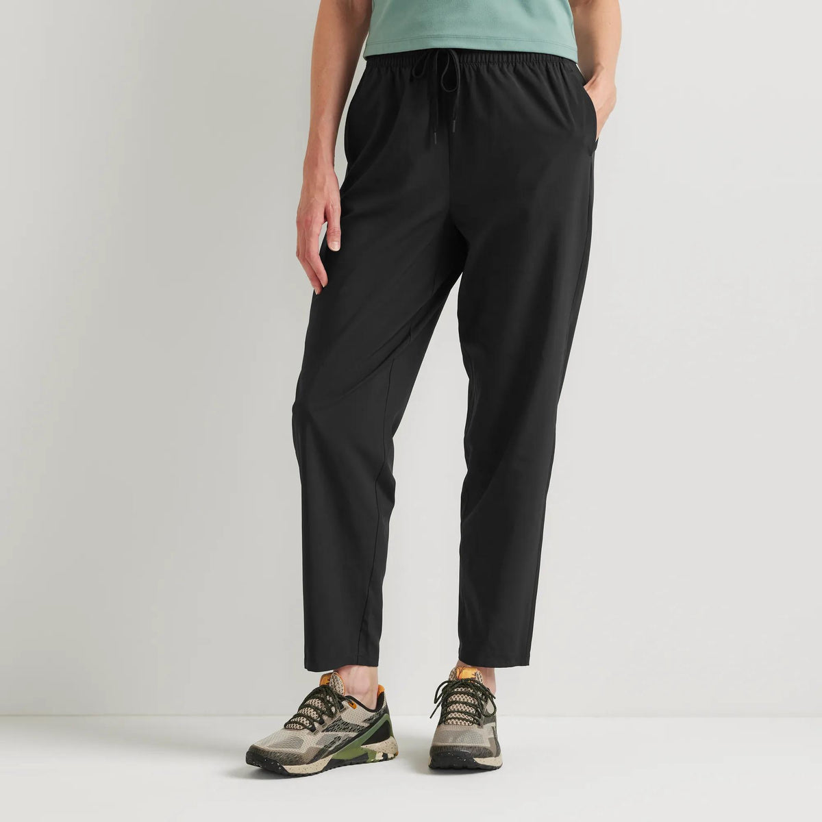 Women's Departure Stretch Tie-Front Ankle Pants-Black-Regular-1
