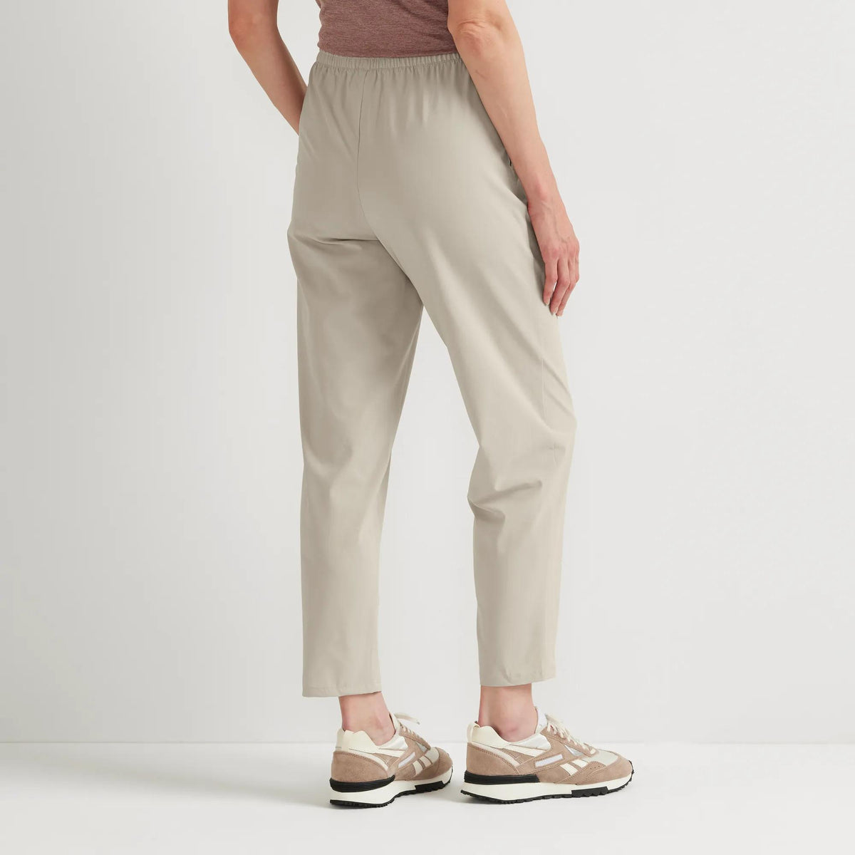 Women's Departure Stretch Tie-Front Ankle Pants-Pumice-Regular-4