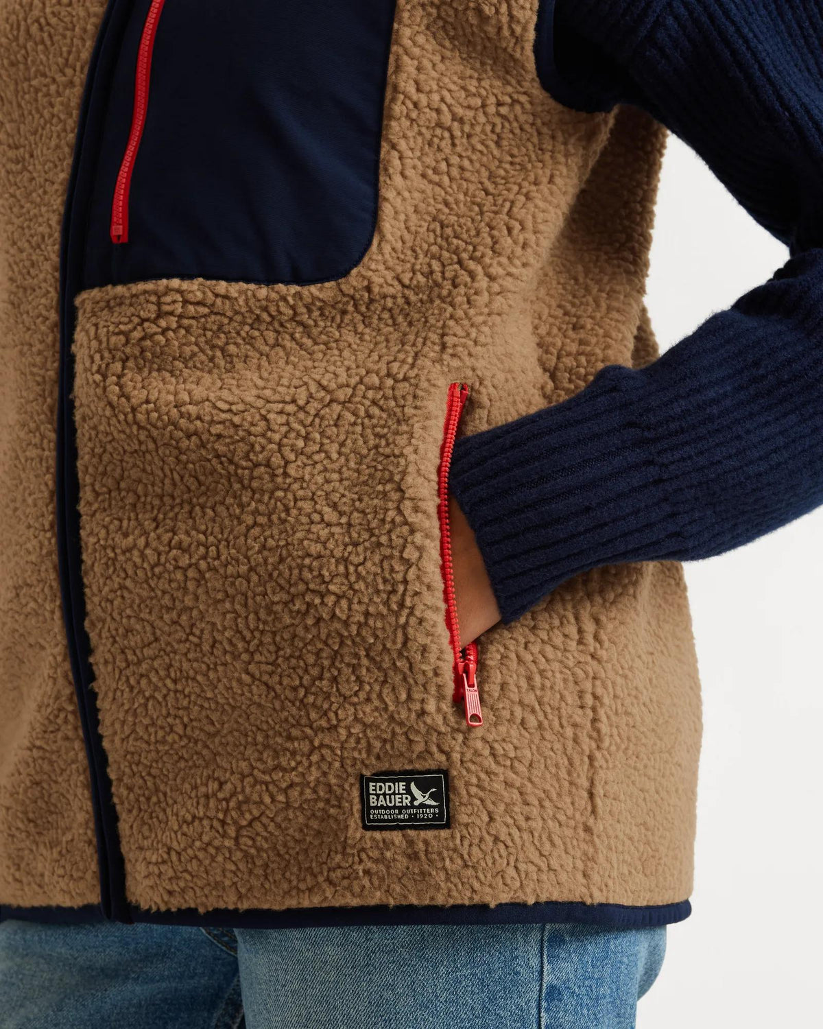 Women's Chilali Faux Shearling Fleece Vest-Camel-Regular-11