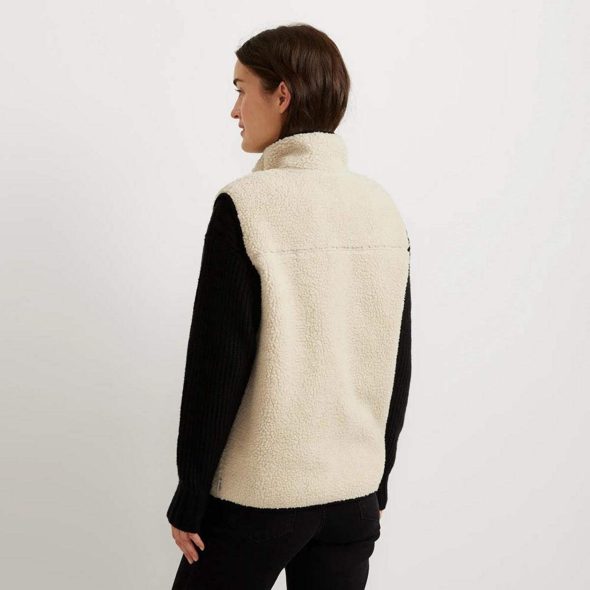 Women's Chilali Faux Shearling Fleece Vest-Oyster-Regular-10
