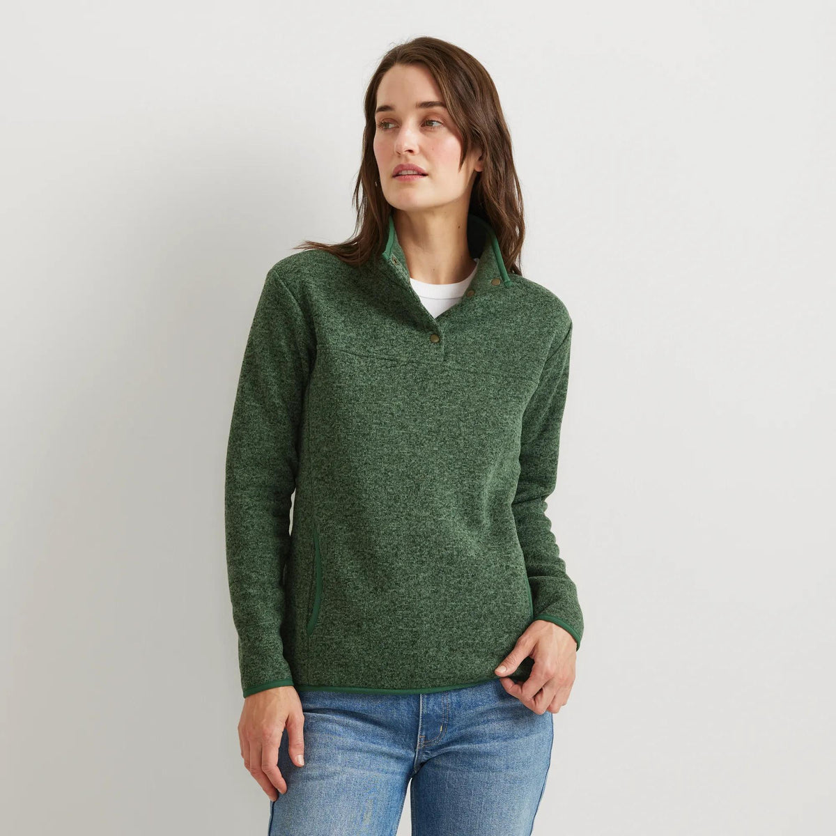 Women's Radiator Fleece 2.0 Snap Mock Pullover-Dk Hunter-Regular-2