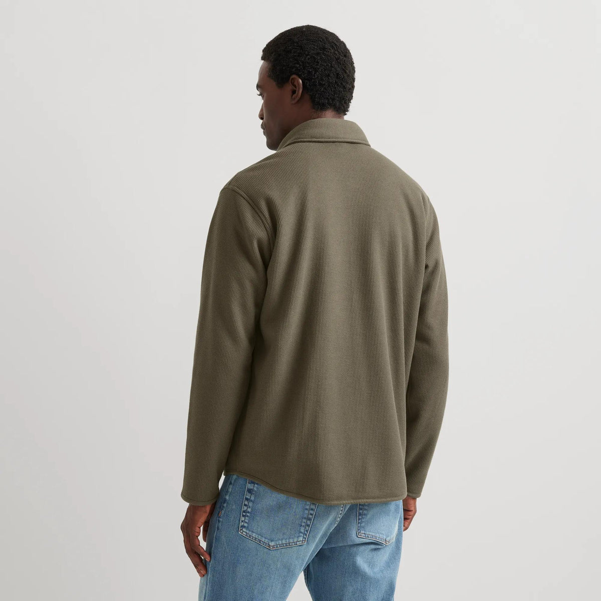 Men's Faux Shearling-Lined Thermal Shirt-Dk Fatigue-Regular-4