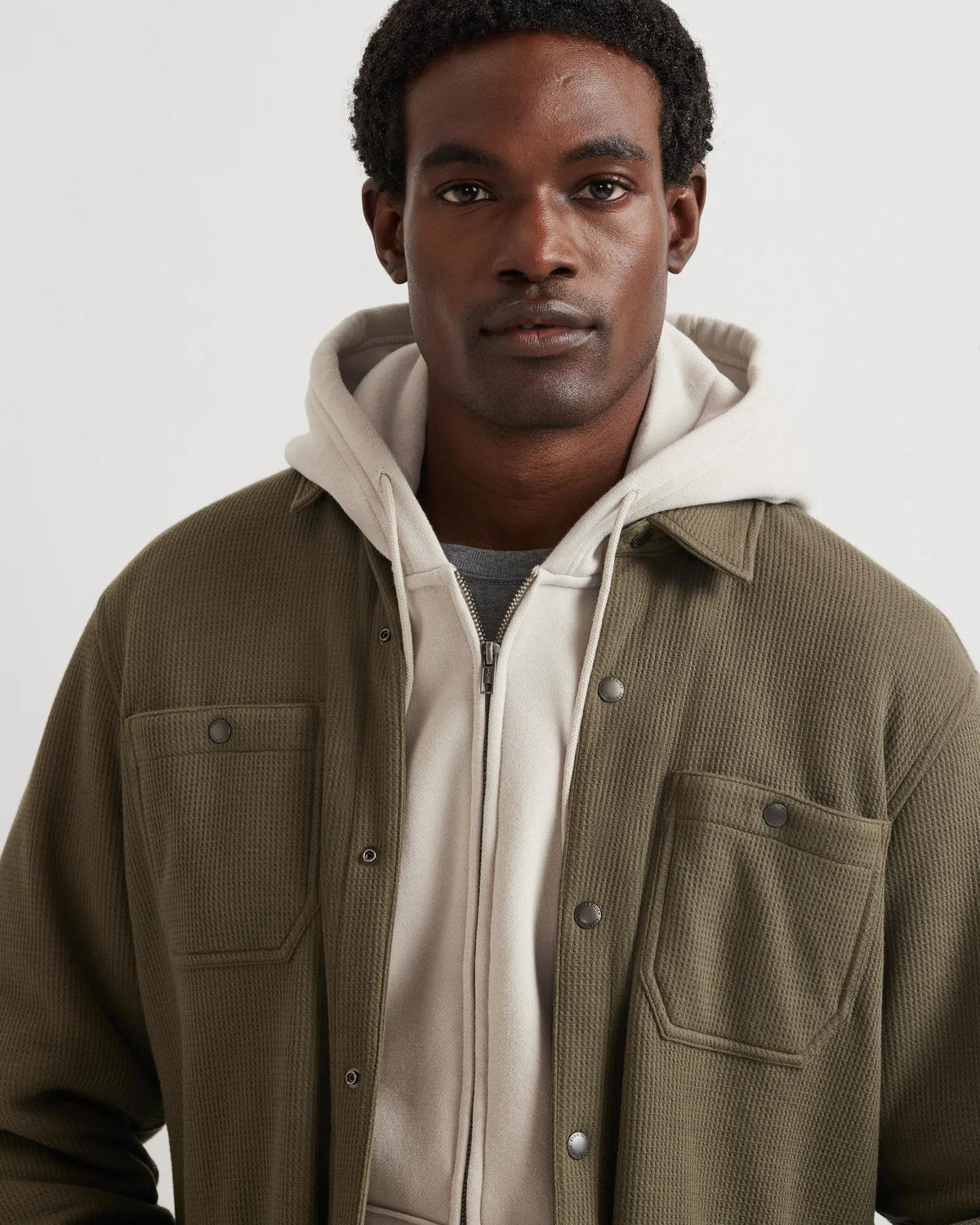 Men's Faux Shearling-Lined Thermal Shirt-Dk Fatigue-Regular-6