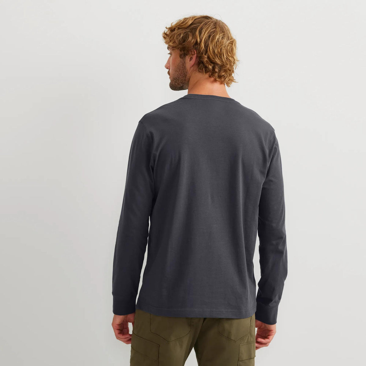 Men's Legend Wash 100% Cotton Long-Sleeve Classic T-Shirt-Midnight Navy-Regular-3