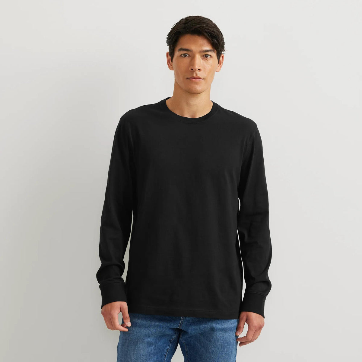 Men's Legend Wash 100% Cotton Long-Sleeve Classic T-Shirt-Black-Regular-4