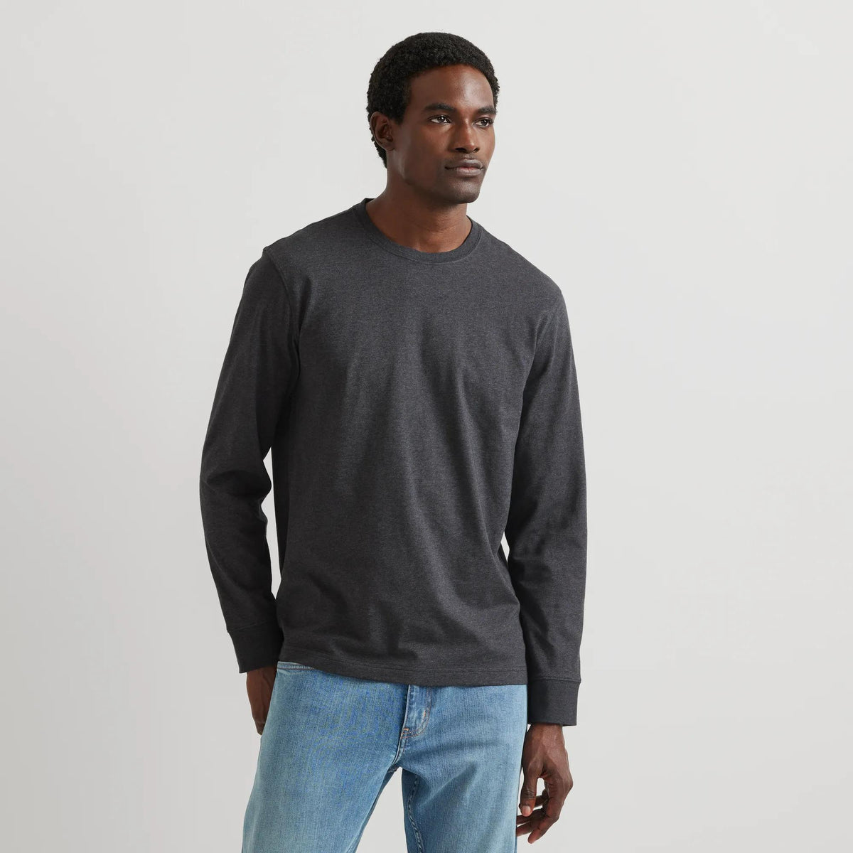 Men's Legend Wash 100% Cotton Long-Sleeve Classic T-Shirt-Dk Charcoal Htr-Regular-5