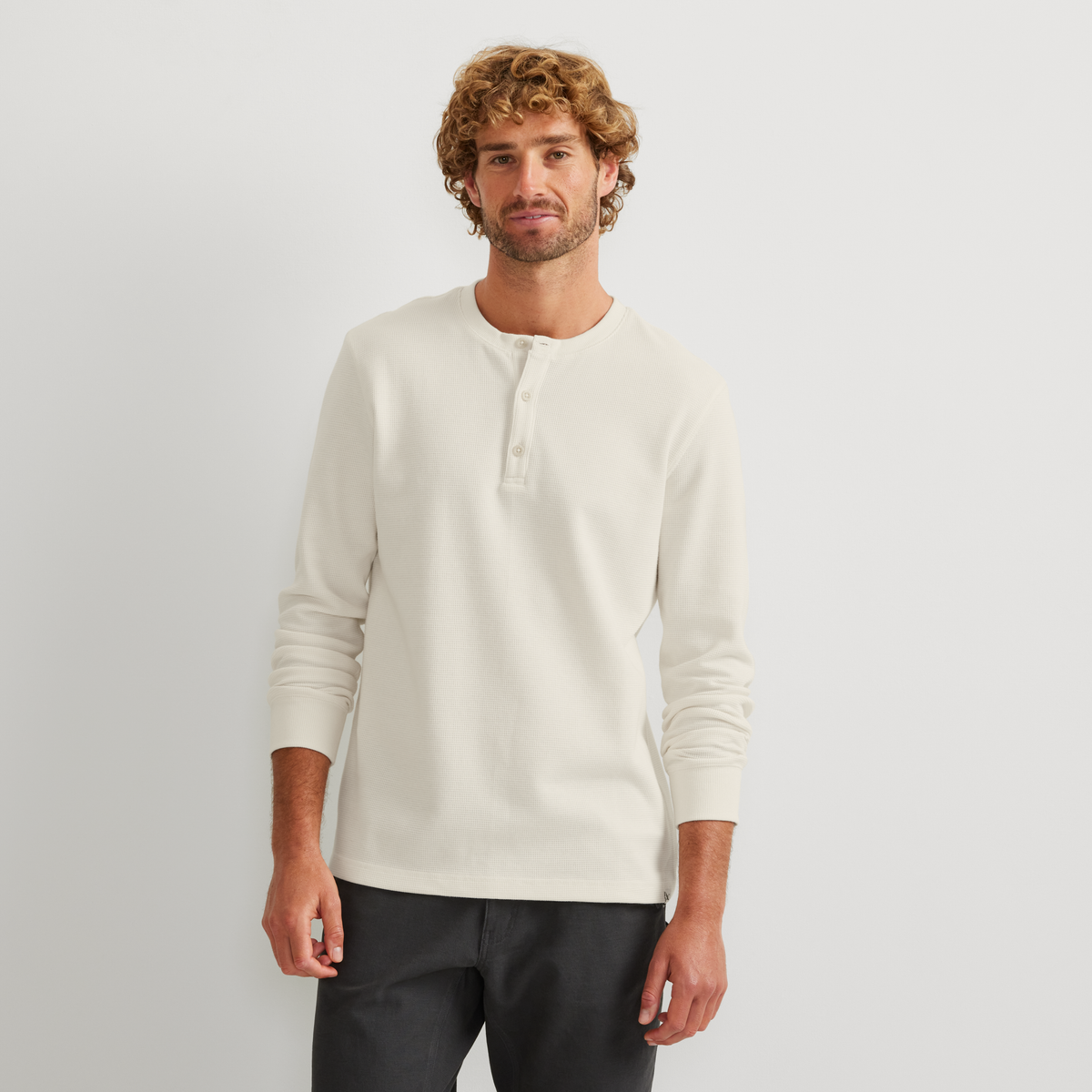 Men's Eddie's Favorite Ultrasoft Thermal Henley-Ivory-Regular-20