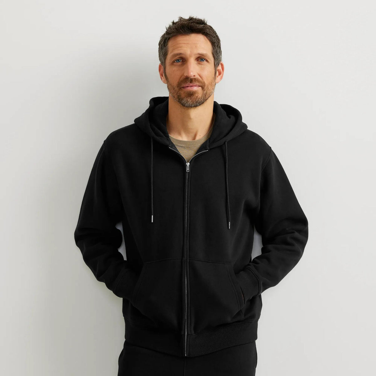 Men's Vintage Soft Full-Zip Sweatshirt-Black-Regular-1