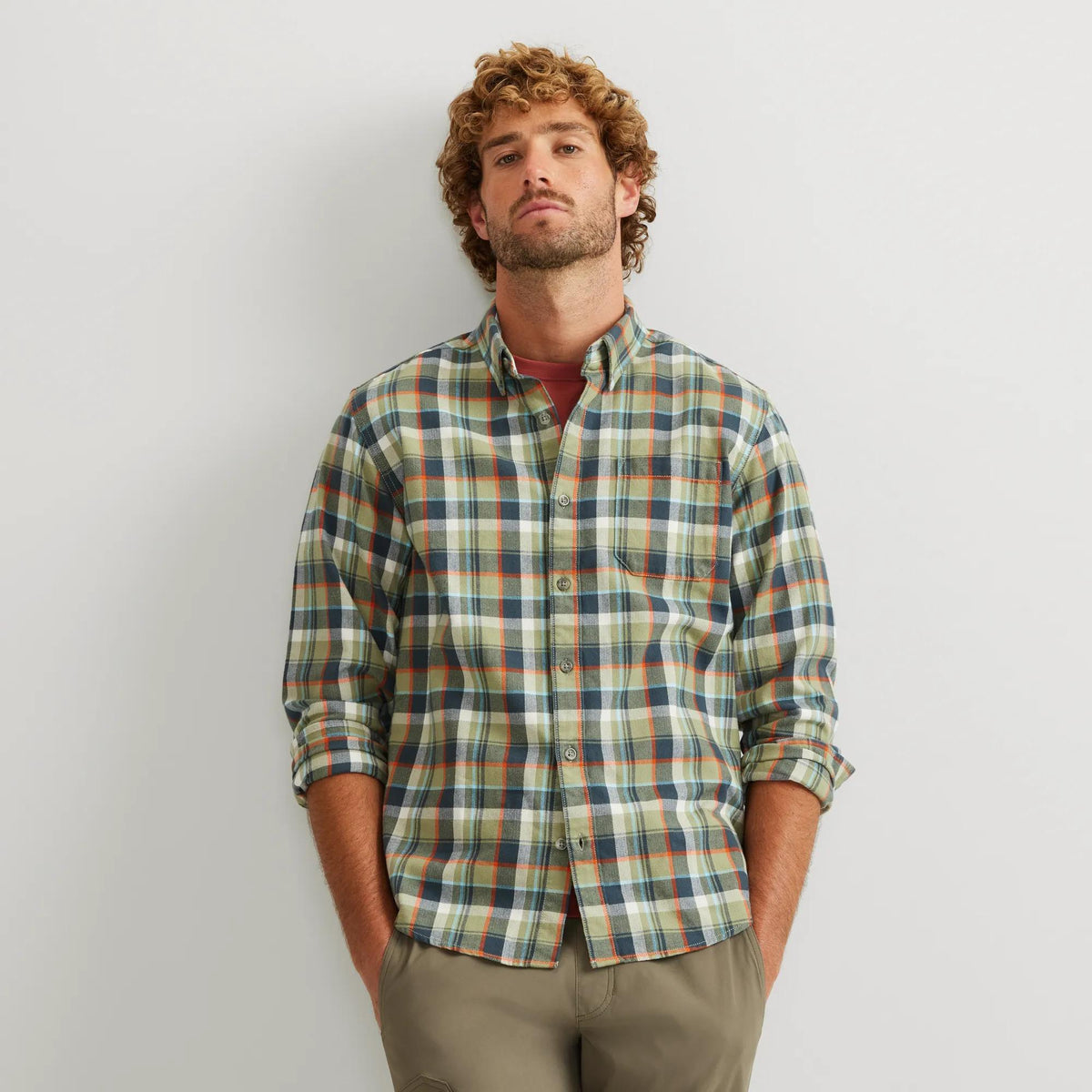 Men's Eddie's Favorite Classic Fit Flannel - Pattern-Dusty Sage-Regular-2