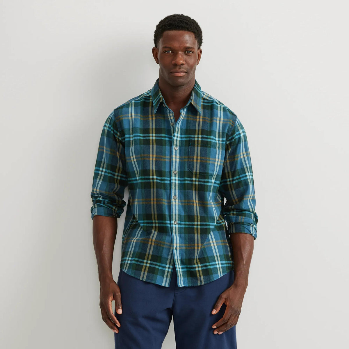 Men's Eddie's Favorite Classic Fit Flannel - Pattern-Teal-Regular-11