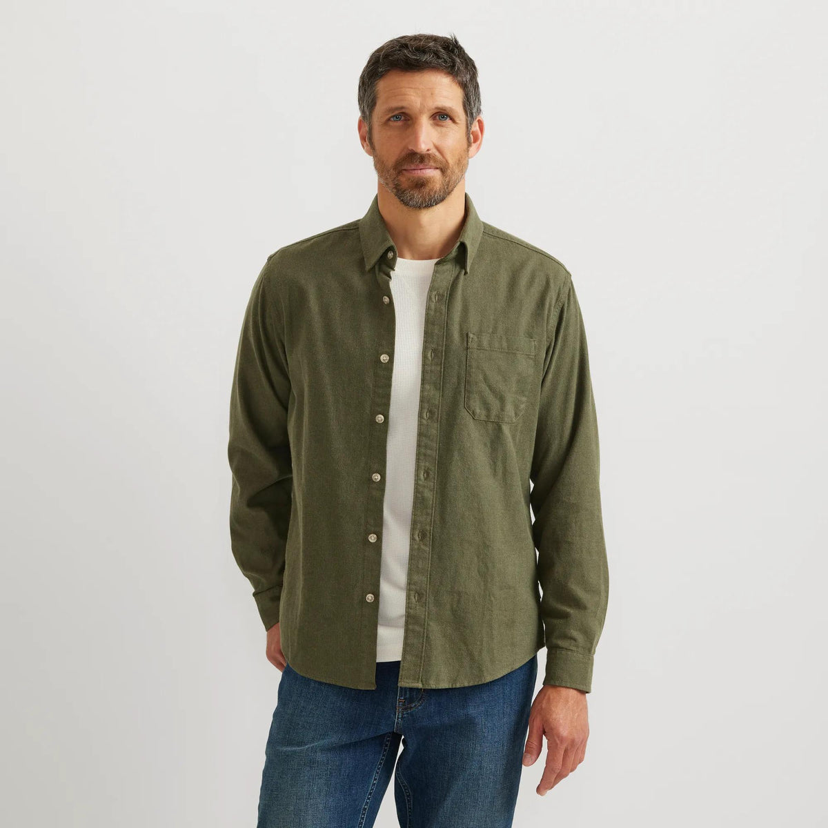 Men's Eddie's Favorite Flannel Classic Fit Shirt - Solid-Dk Forest-Regular-12