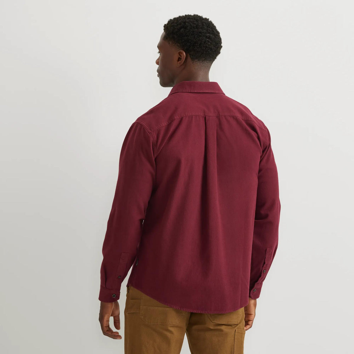 Men's Eddie's Favorite Flannel Classic Fit Shirt - Solid-Mineral Red-Regular-14