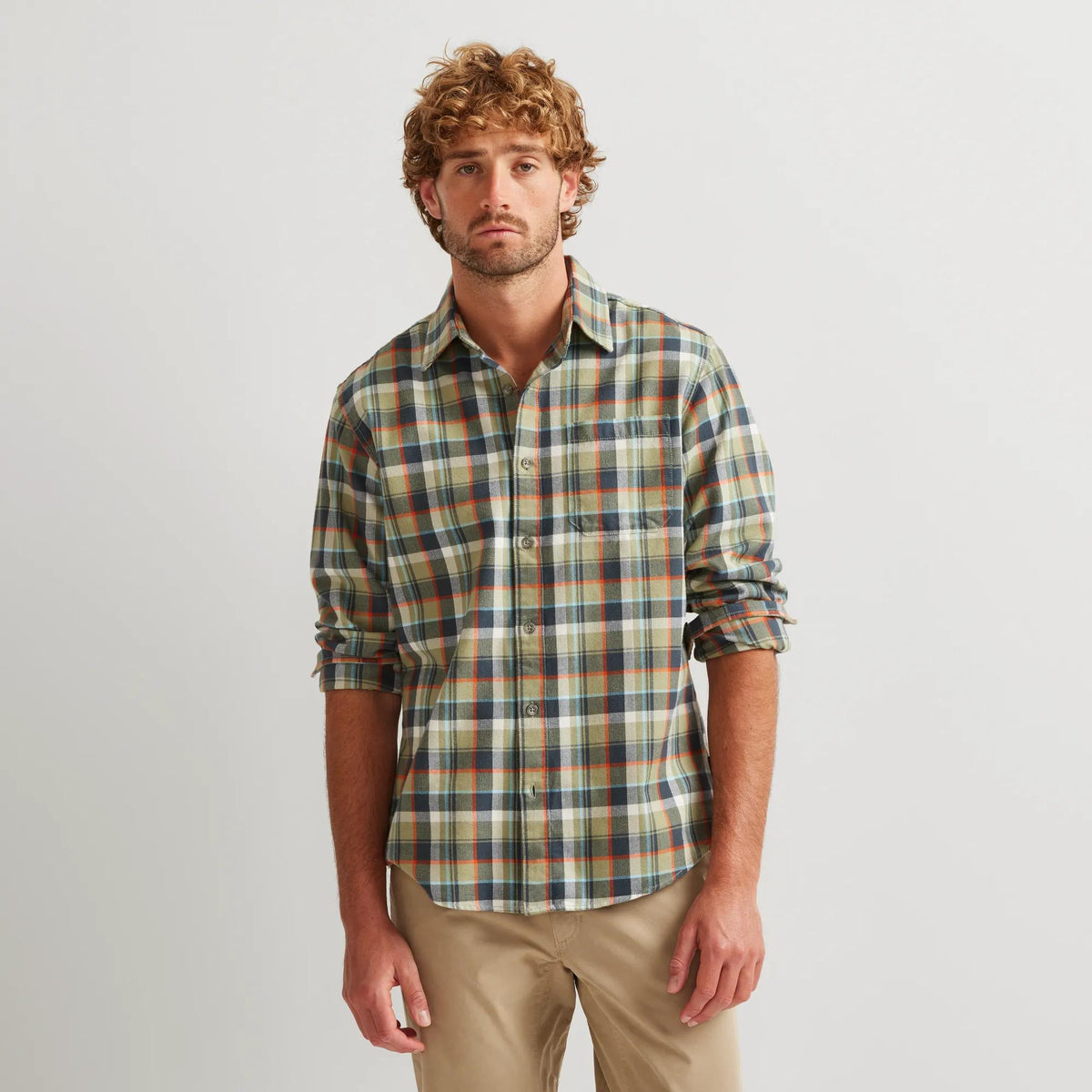 Men's Eddie's Favorite Flannel Relaxed Fit Shirt - Plaid-Dusty Sage-Regular-12