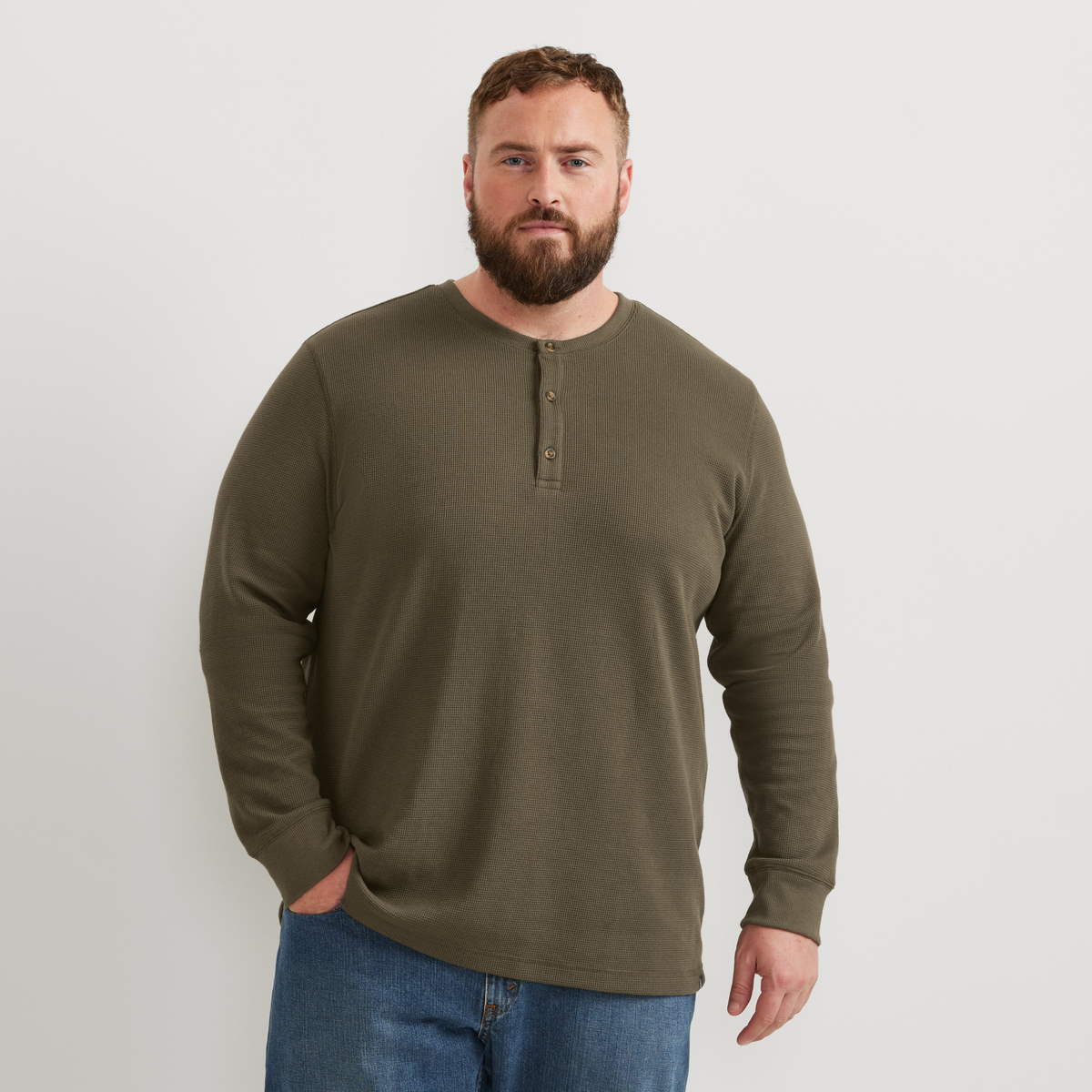 Men's Eddie's Favorite Ultrasoft Thermal Henley-DK Fatigue-Tall-25