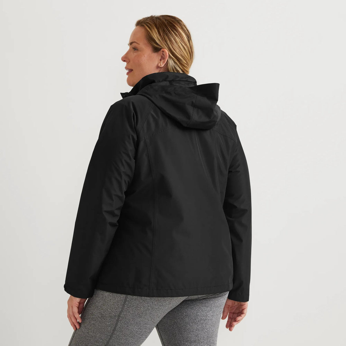 Women's Rainfoil® Waterproof Packable Hooded Rain Jacket-Black-Plus-4