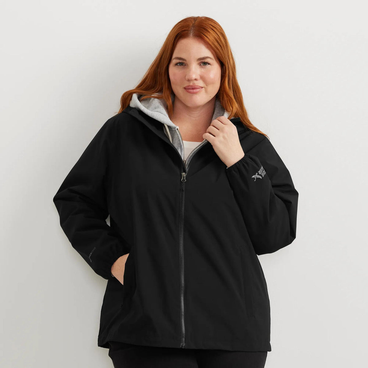 Women's Rainy Pass Water-Repellent Hooded Jacket-Black-Plus-20