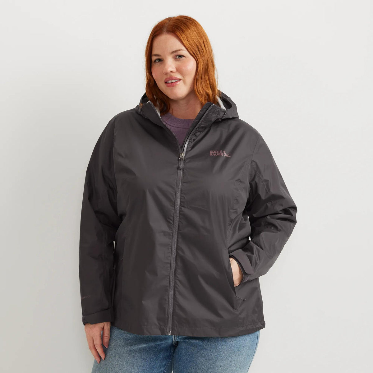Women's RipPac® Pro Waterproof Hooded Rain Jacket-Aubergine-Plus-13