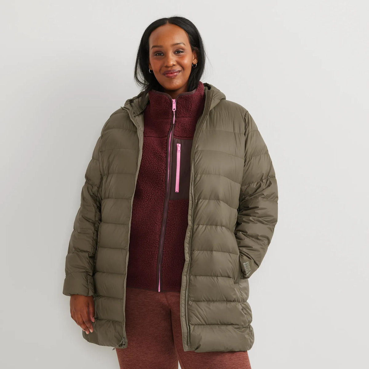 Women's CirrusLite Down Hooded Parka-Dk Fatigue-Plus-3