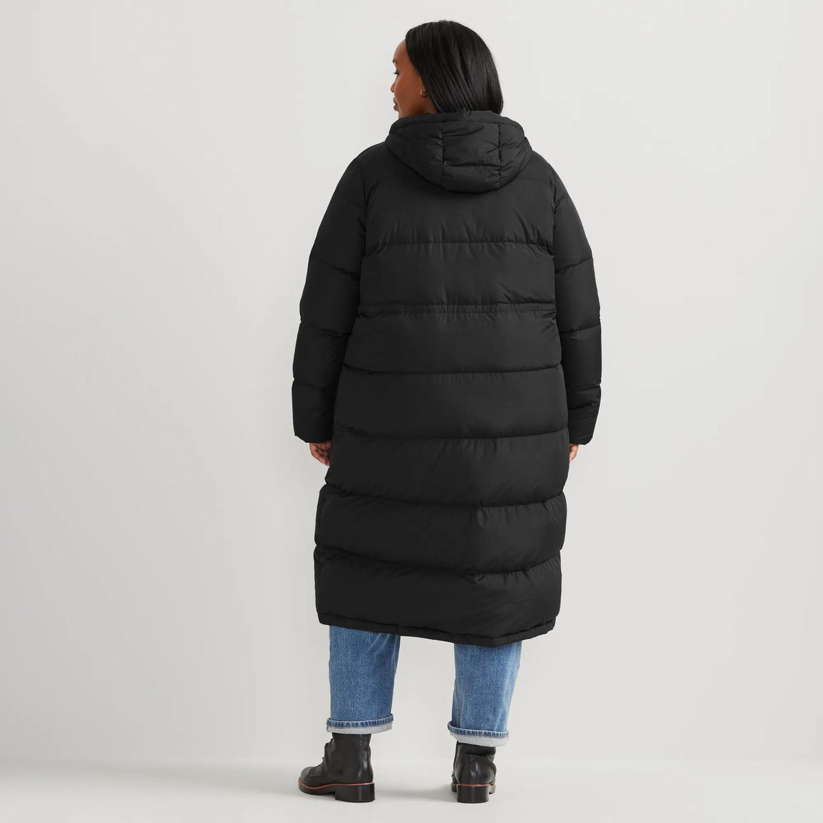 Women's Ketchum Down Hooded Duffle Coat-Black-Plus-4