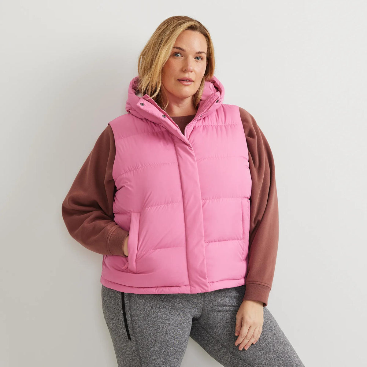 Women's Ketchum Short Down Hooded Vest-Deep Pink-Plus-4