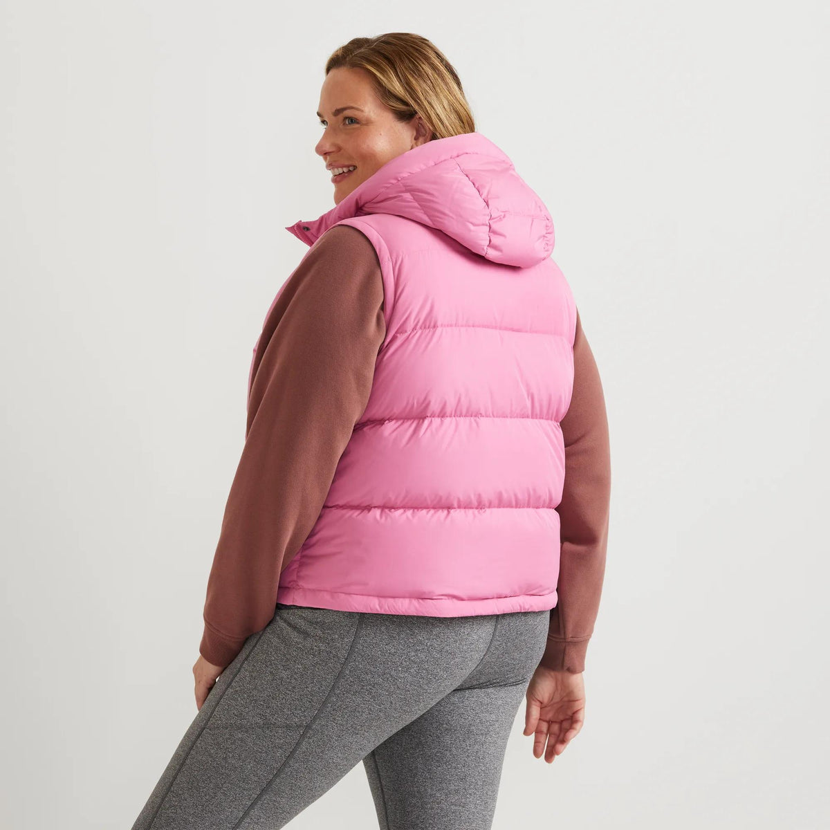 Women's Ketchum Short Down Hooded Vest-Deep Pink-Plus-21