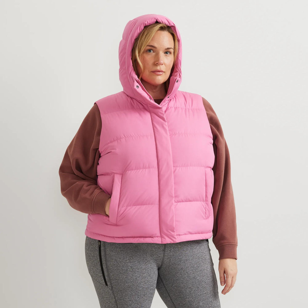 Women's Ketchum Short Down Hooded Vest-Deep Pink-Plus-26