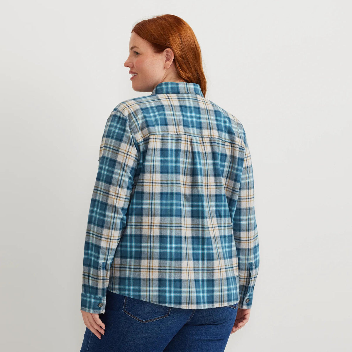 Women's Stine's Favorite Flannel-Sea Blue-Plus-12