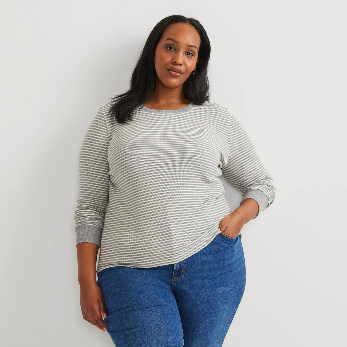 Women's Infinity Thermal Crew-Med Htr Gray-Plus-3