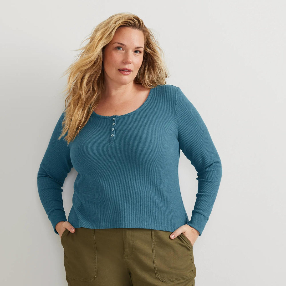 Women's Infinity Thermal Henley-Sea Blue-Plus-8