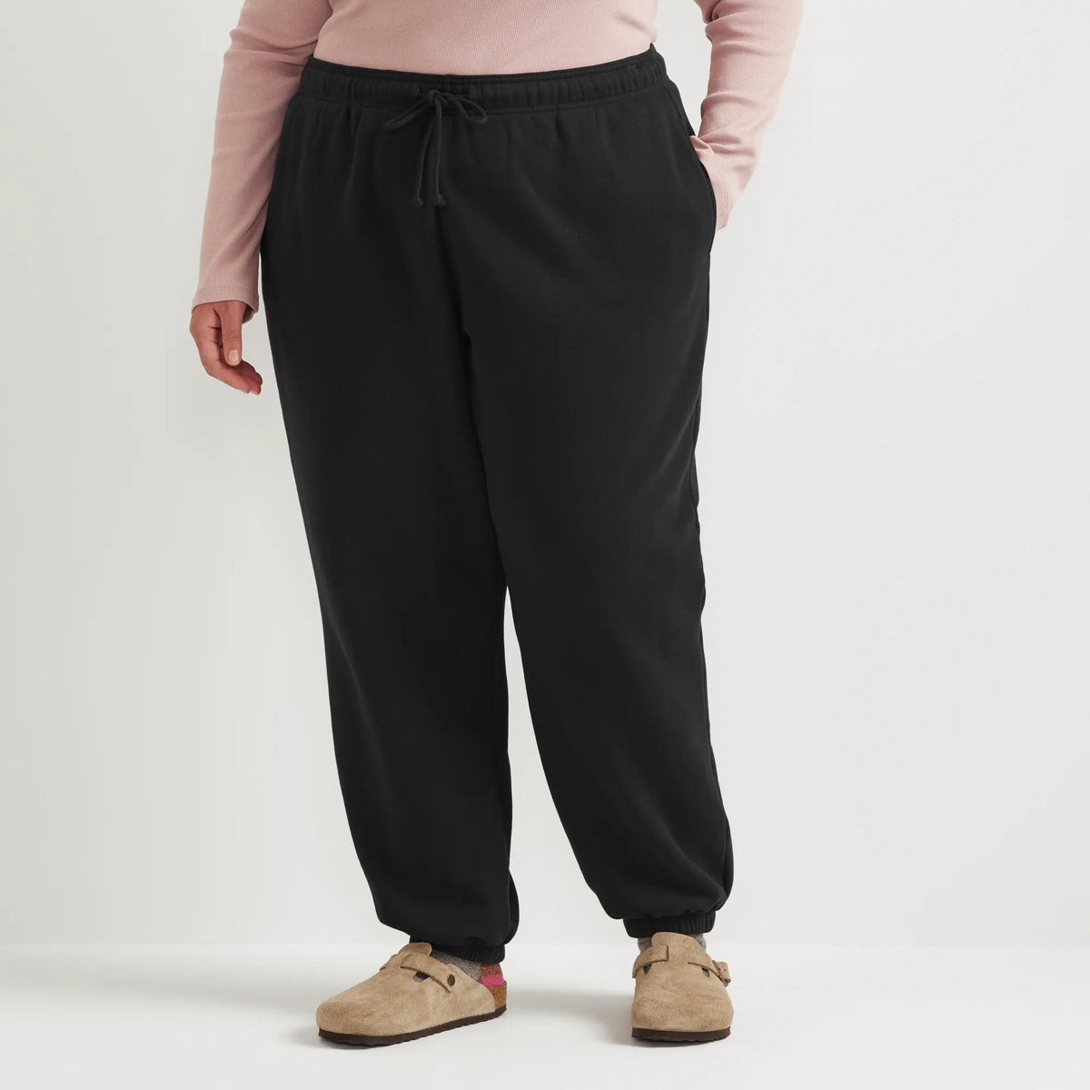 Women's Vintage Soft Relaxed Fit Jogger Sweatpants-Black-Plus-1
