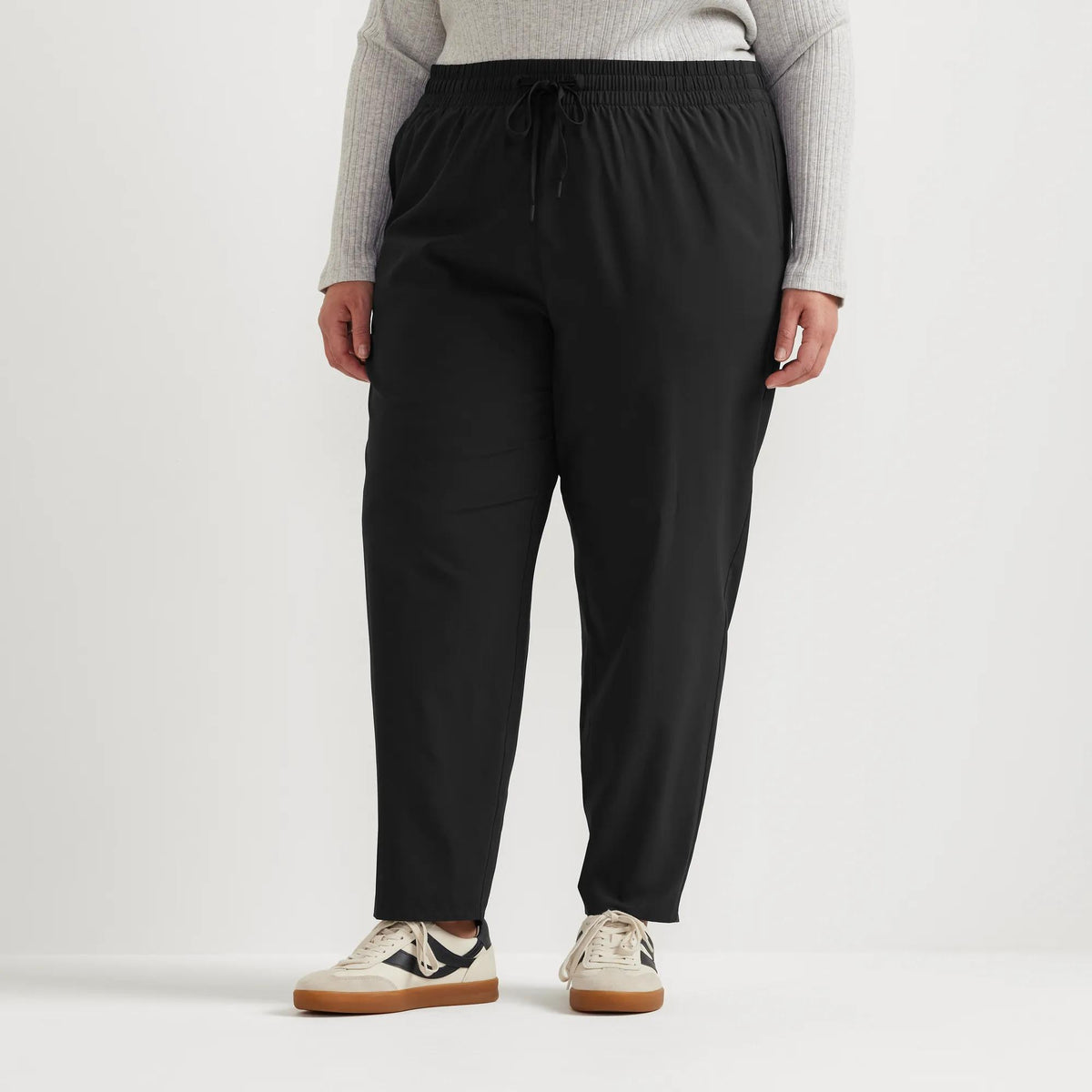 Women's Departure Stretch Tie-Front Ankle Pants-Black-Plus-12