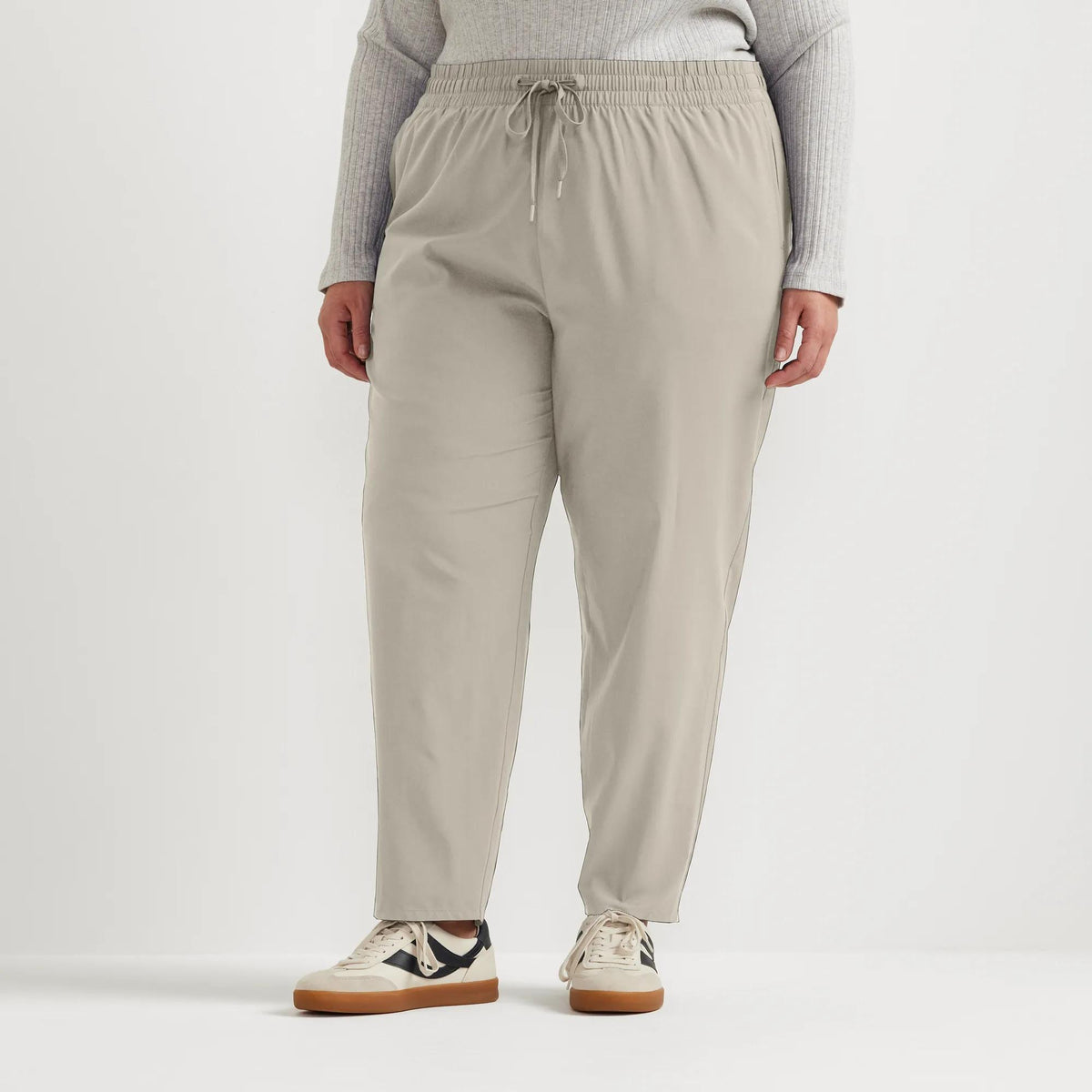 Women's Departure Stretch Tie-Front Ankle Pants-Pumice-Plus-7