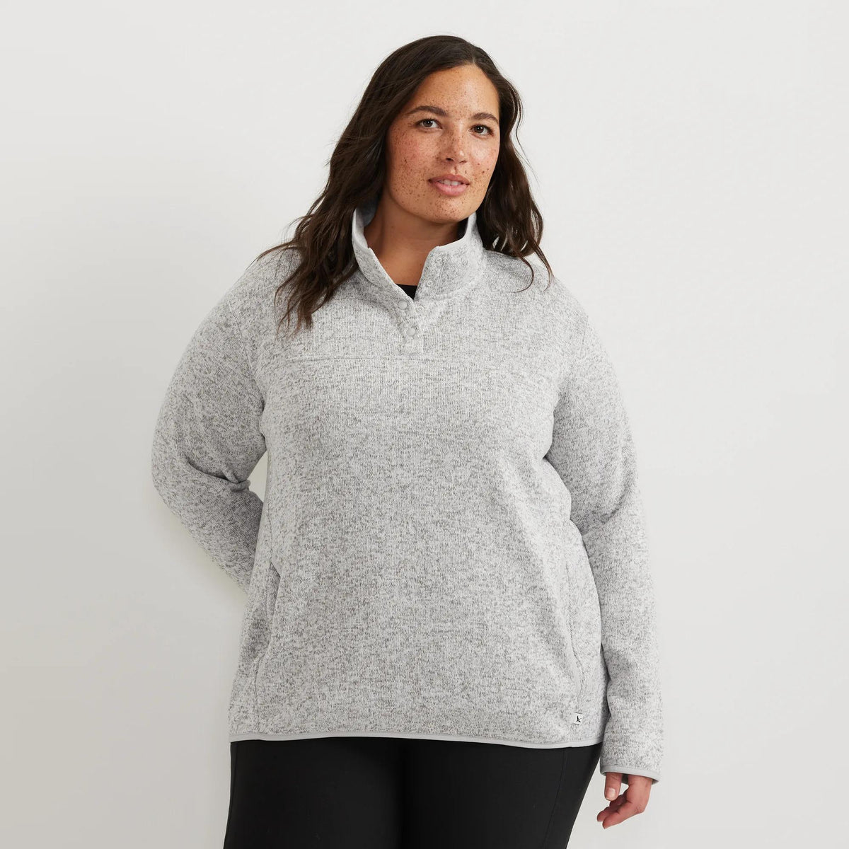 Women's Radiator Fleece 2.0 Snap Mock Pullover-Lt Gray-Plus-14