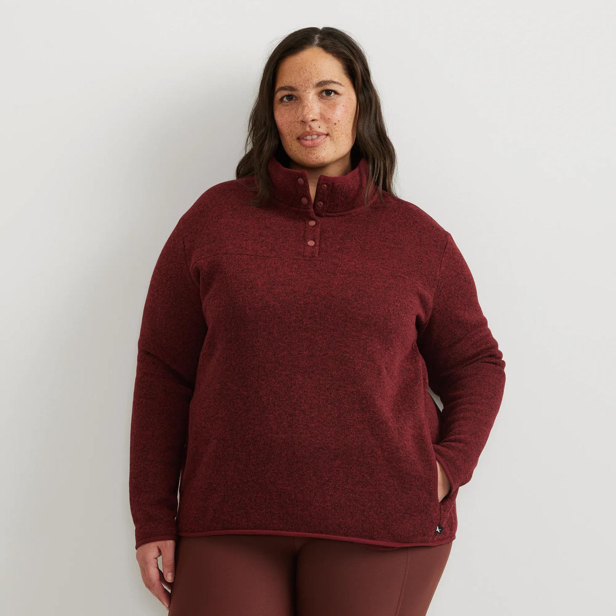 Women's Radiator Fleece 2.0 Snap Mock Pullover-Black Cherry-Plus-10