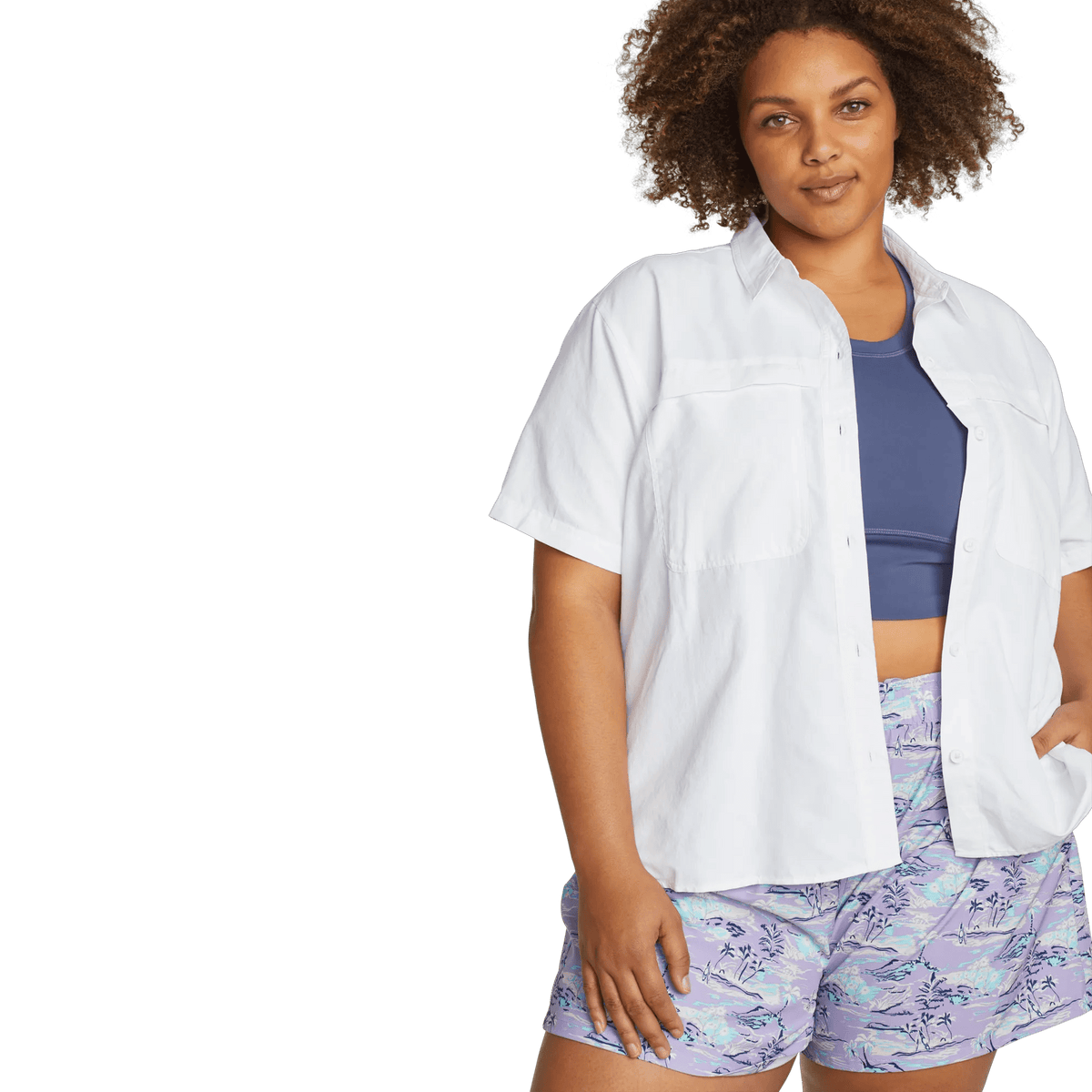 Women's Rainier Short-Sleeve Ripstop Shirt-White-Plus-4