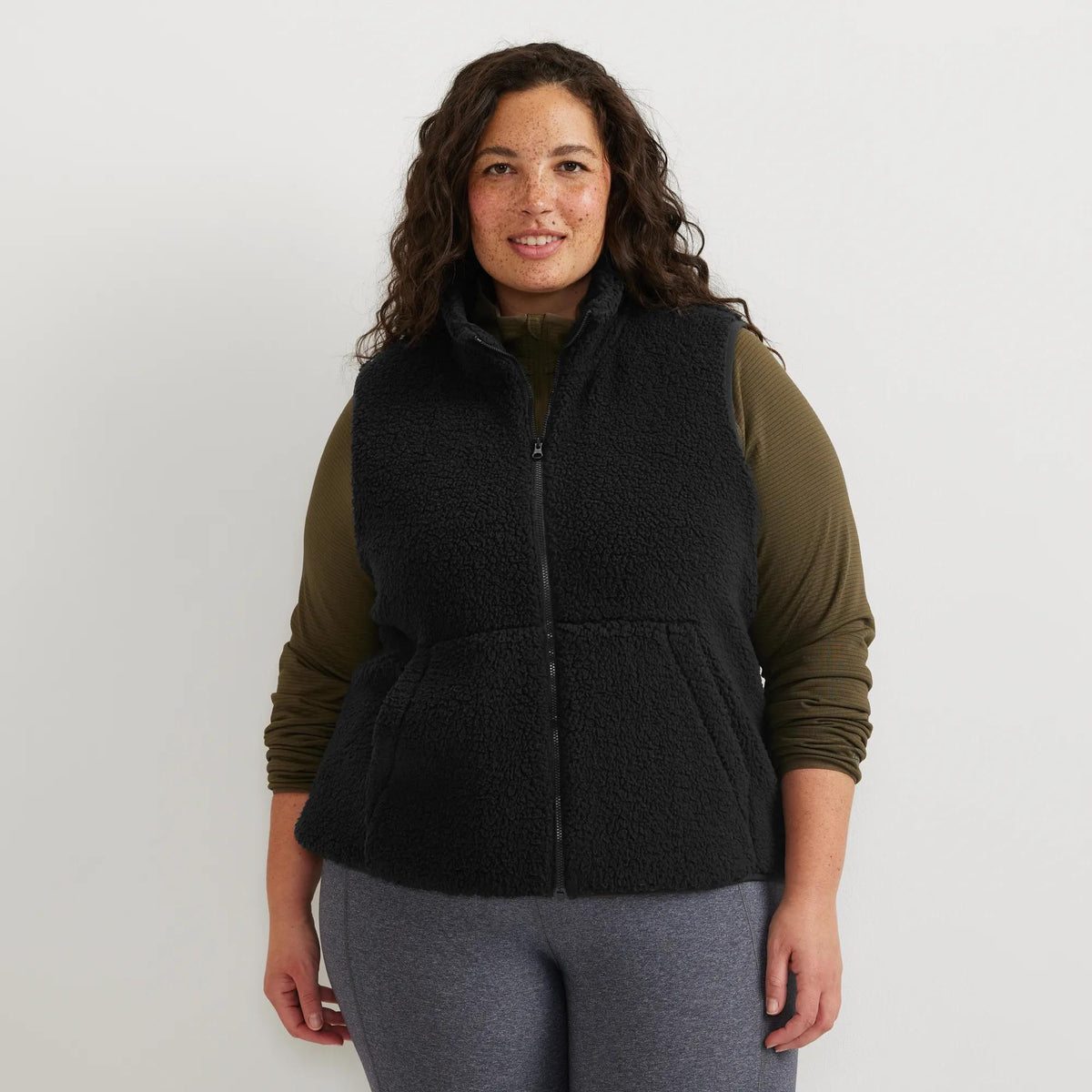 Women's Chill Out Fleece Vest-Black-Plus-1