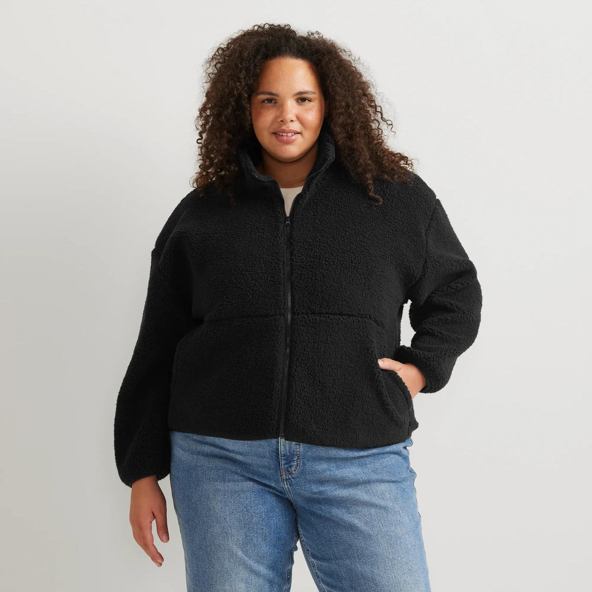 Women's Chill Out Fleece Full-Zip Jacket-Black-Plus-11