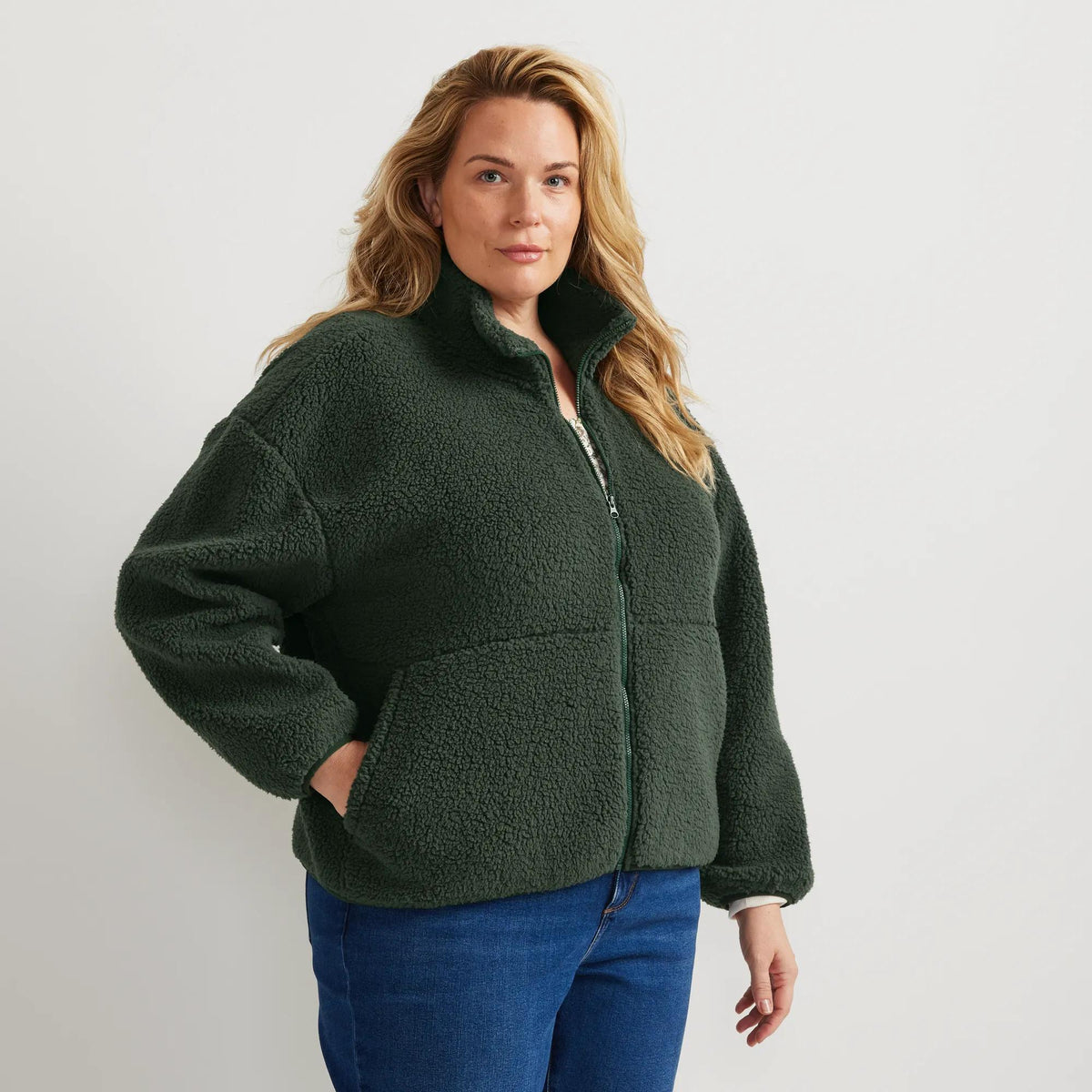 Women's Chill Out Fleece Full-Zip Jacket-Dk Hunter-Plus-8