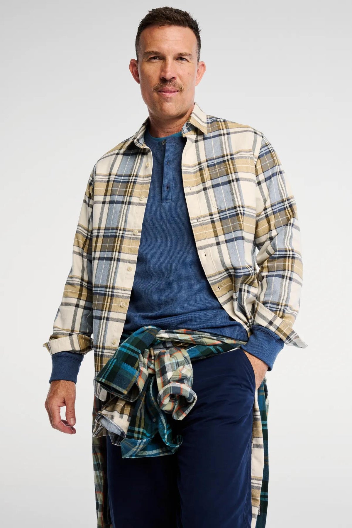 Men's Eddie's Favorite Flannel Relaxed Fit Shirt - Plaid-Cream Htr-Regular-11
