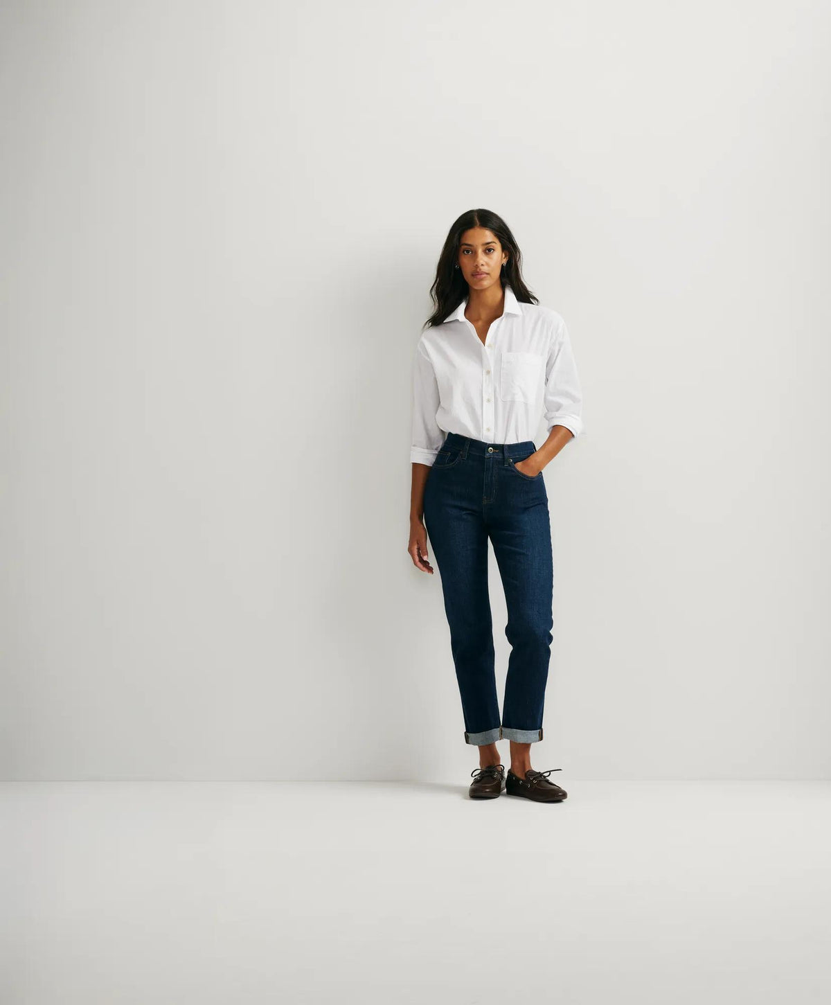 Women's Boyfriend Mid-Rise Slim Fit Jeans-Denim Blue-Regular-11