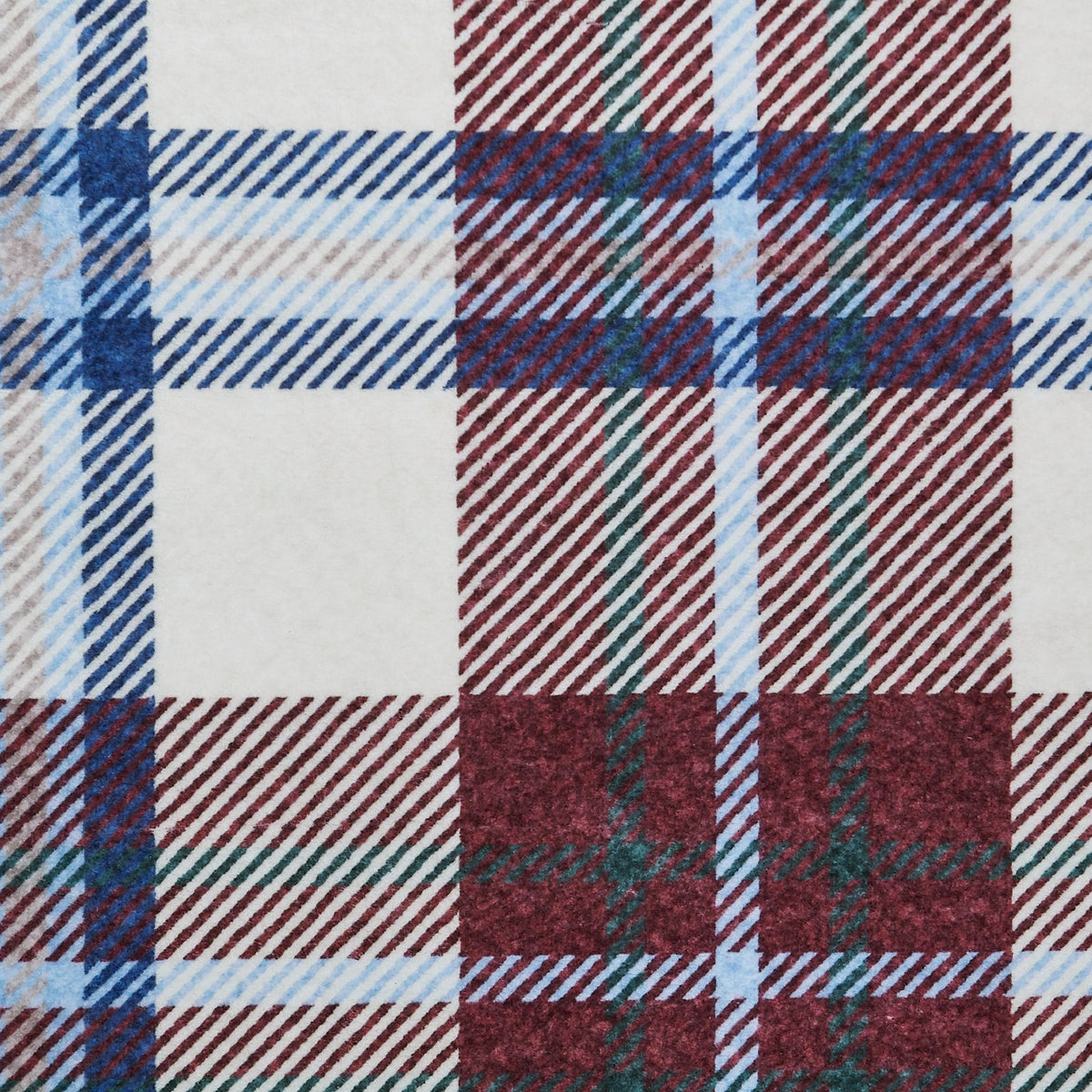 Plaid pattern with red, blue, and green colors on a white background