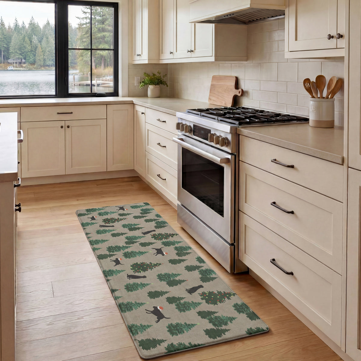 Anti-Fatigue Holiday Dogs and Christmas Trees Kitchen Mats