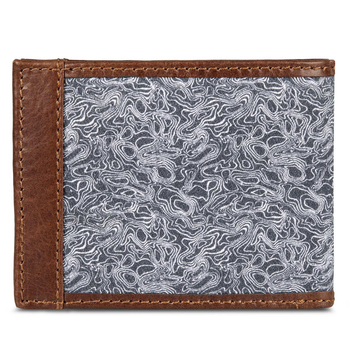 Pioneer Leather And Printed Cotton Canvas Passcase Wallet-Gray-2
