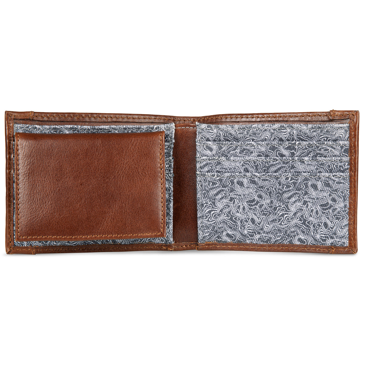 Pioneer Leather And Printed Cotton Canvas Passcase Wallet-Gray-5