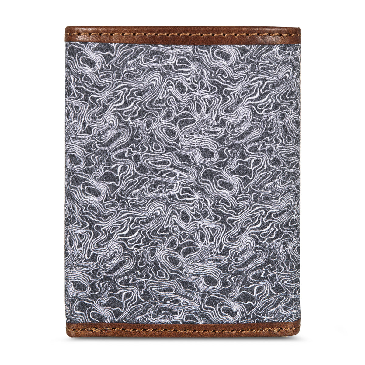 Pioneer Leather And Printed Cotton Canvas Trifold Wallet-Gray-2