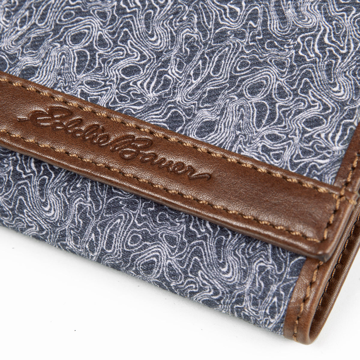 Pioneer Leather And Printed Cotton Canvas Trifold Wallet-Gray-3