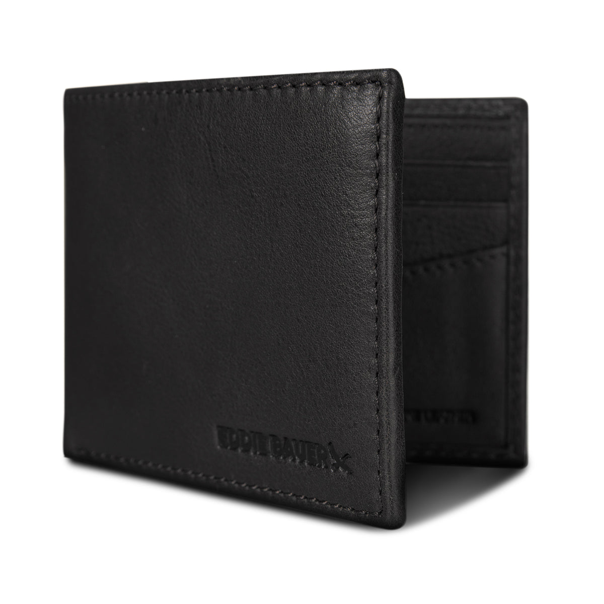 Eb Signature Logo Leather Flip Id Bifold Wallet-Black-22