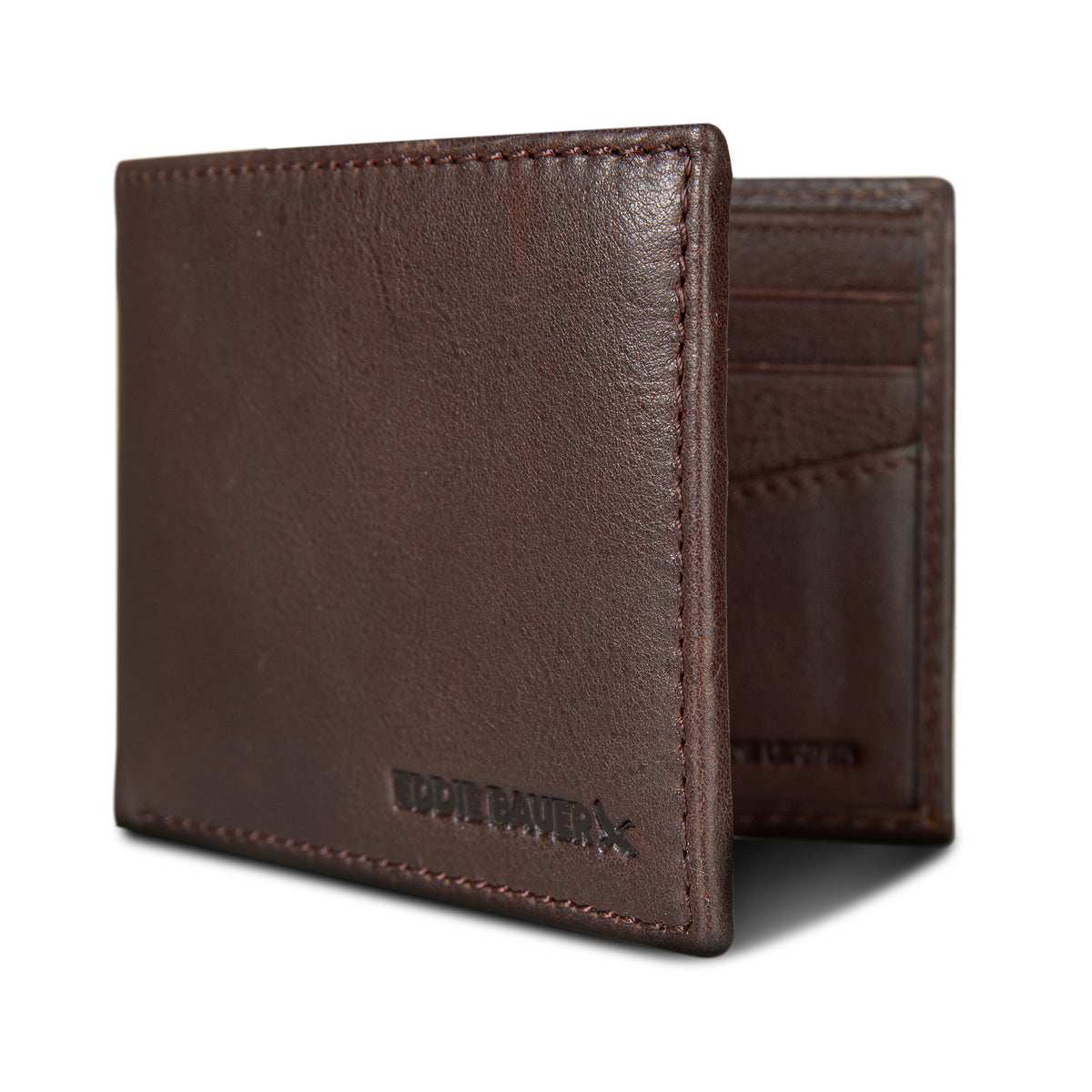 Eb Signature Logo Leather Flip Id Bifold Wallet-Black-23