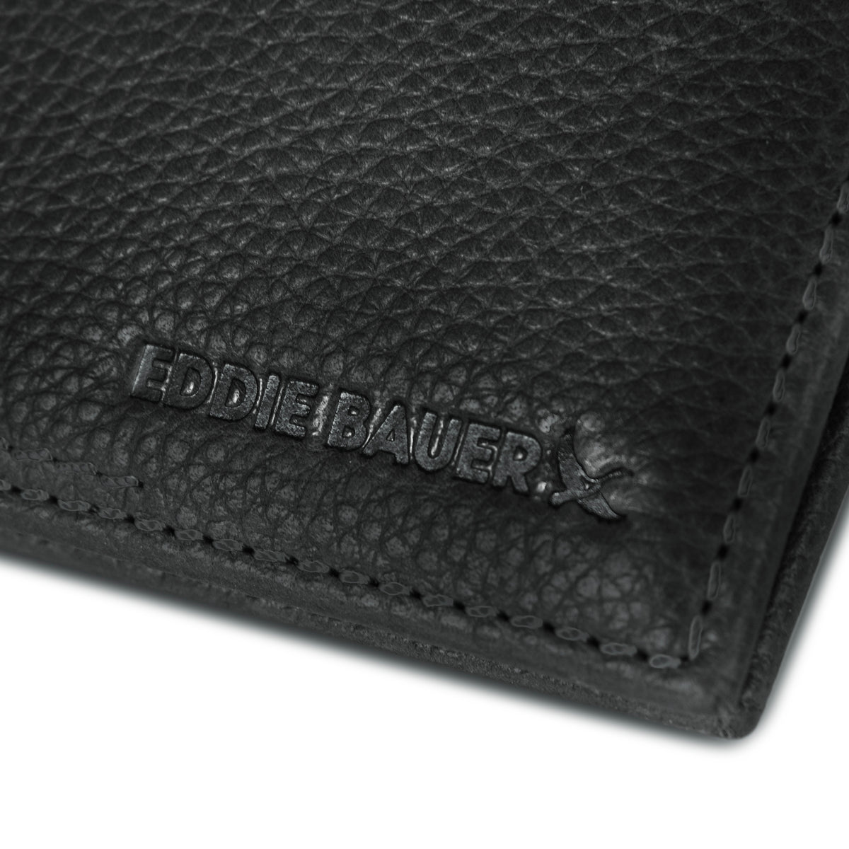 Eb Signature Logo Leather Trifold Wallet-Black-8