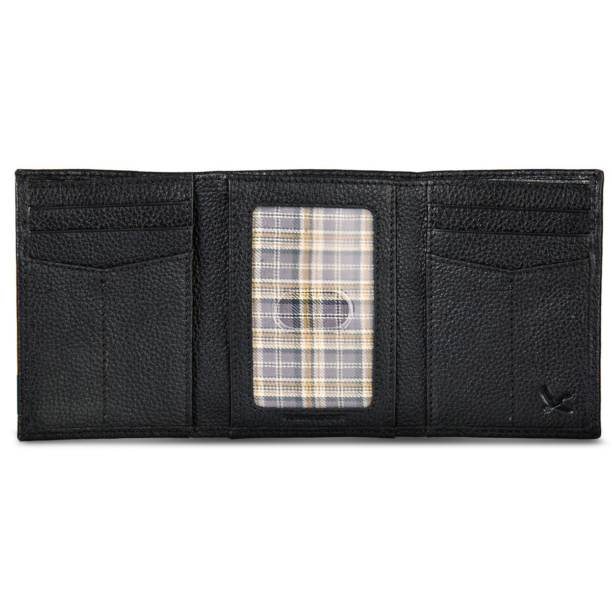 Eb Signature Logo Leather Trifold Wallet-Black-12
